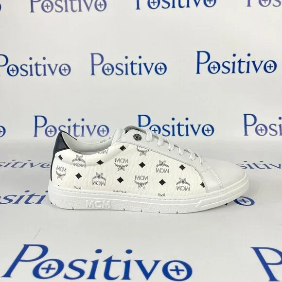 MCM Terrain Derby Visetos White Leather Low Top Sneakers US 11 EU 44 - Picture 7 of 8